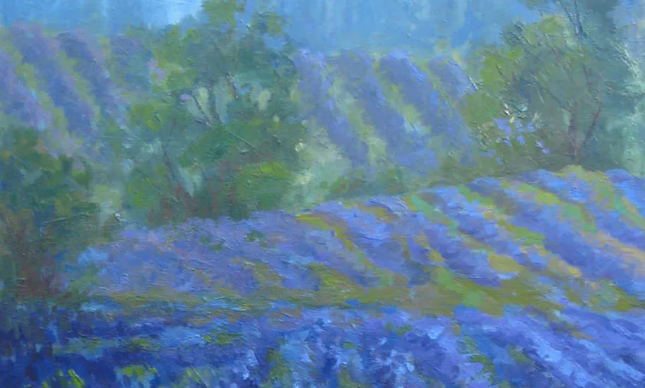 Lavendar fields II, painting by Siv Lavell