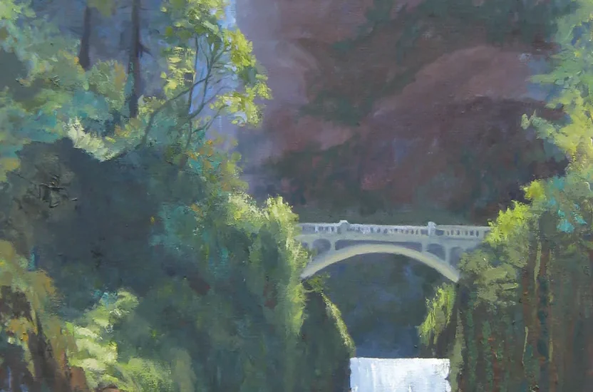 Multnomah falls, painting by Siv Lavell